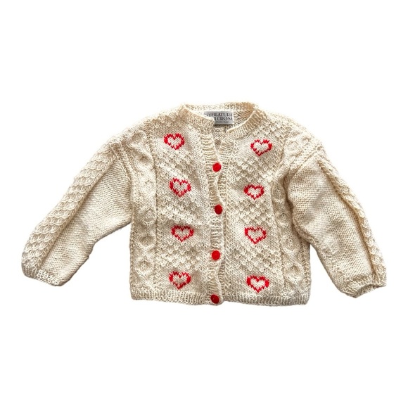 Vintage Filatura Do Crosa Italian wool heart sweater 2-4 years old - Picture 1 of 7